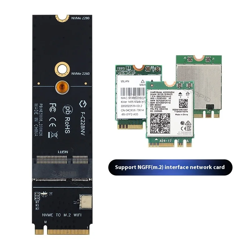 A+E Key to M Key NGFF M.2 Adapter: Convert WiFi Slot to SSD Interface