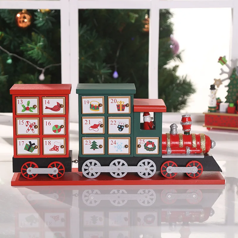 Christmas Countdown Calendar Creative Painted Small Train Desktop Countdown Ornaments Wholesale Window Hotel Shopping Mall Holid