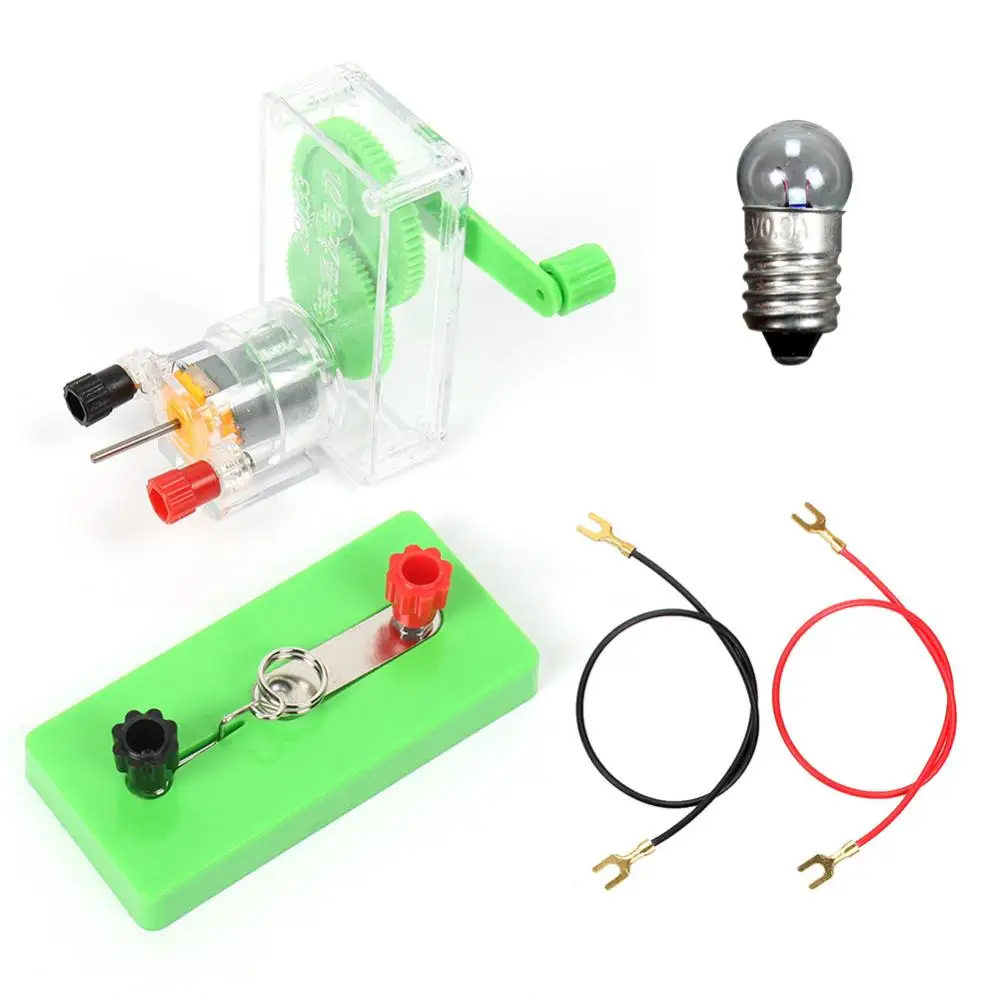 도매 및 Dropshipping 어린이 DIY 핸드 크랭크 DC 발전기 모델 팬 키트 실험 아이 교육 장난감