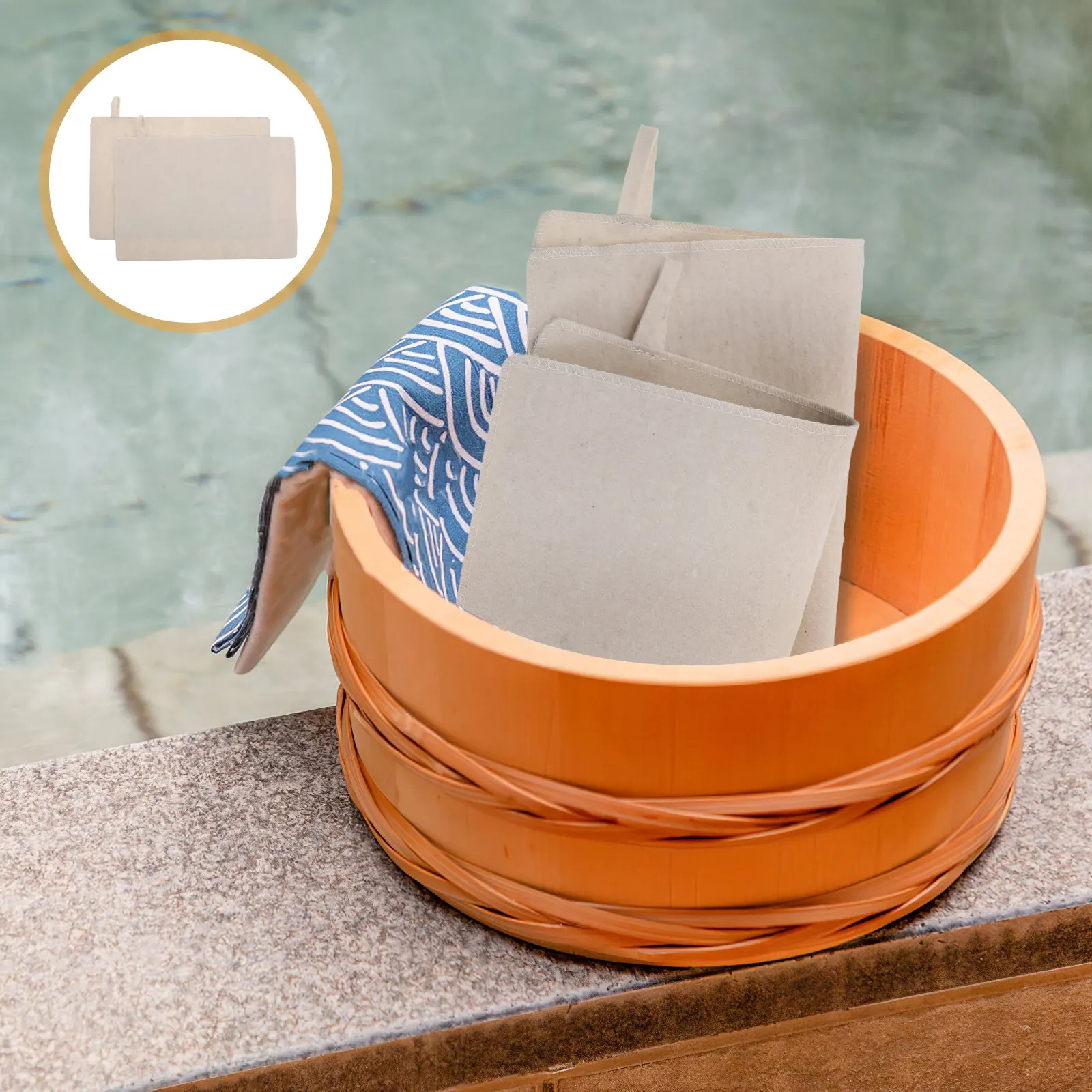 2pcs Felt Sauna Cushion – Heat-Insulating, Absorbent Spa Mat for Shower, Bath & Sauna Use