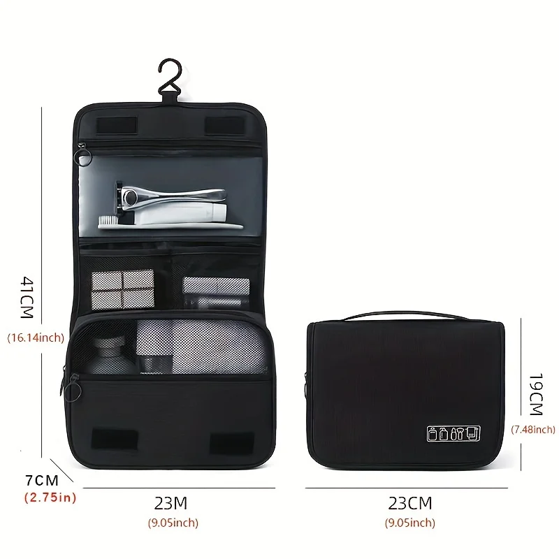 Oxford-Stoff Herren Business Tragbare Aufbewahrungstasche Toilettenartikel-Organizer Damen Kosmetiktasche Wasserdichte Hängende Reise-Waschtasche – Detail 8