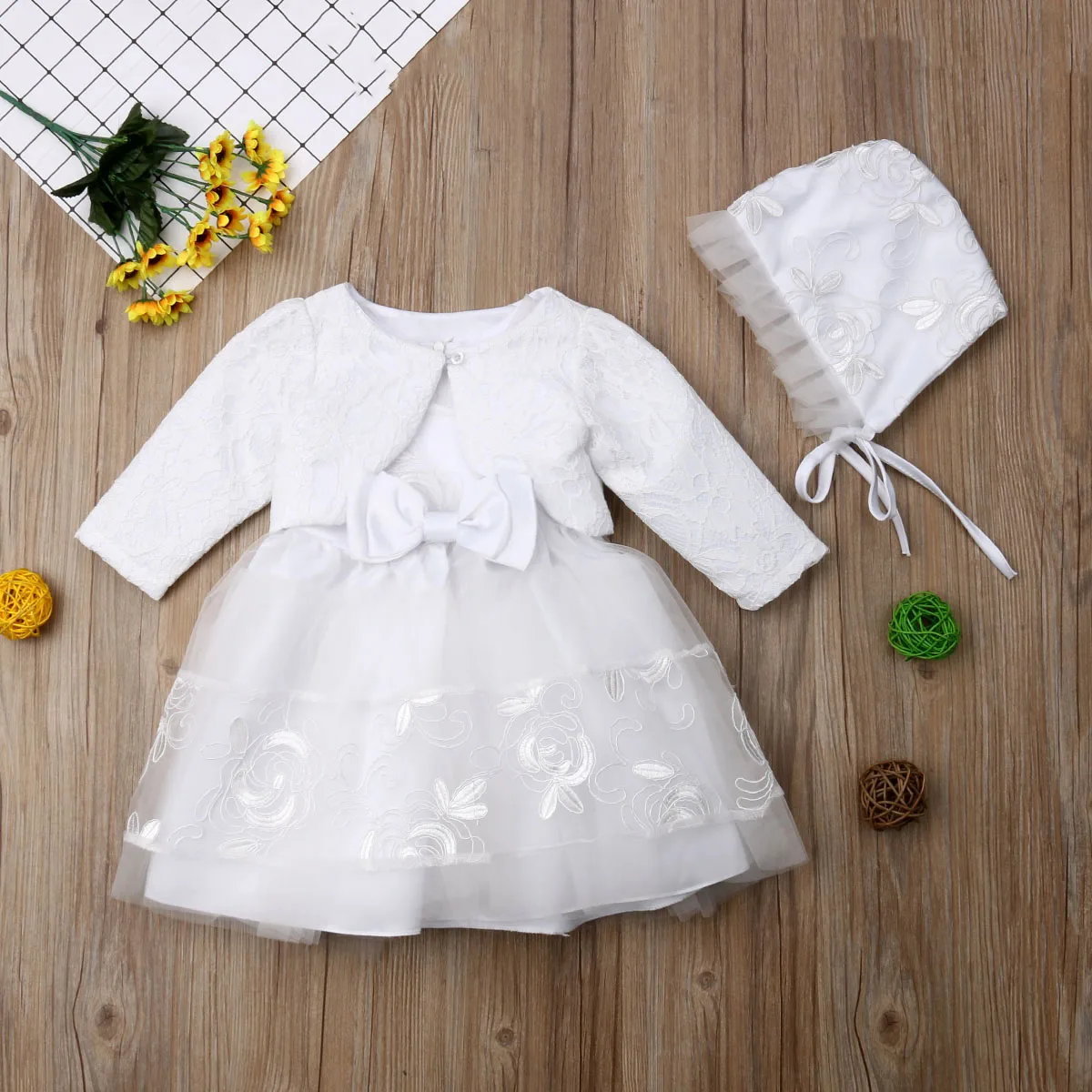 

3pcs Baby Girls Princess Gown Dress Lace Christening Wedding Birthday Pageant Party Bridesmaid Formal Dresses Clothes US