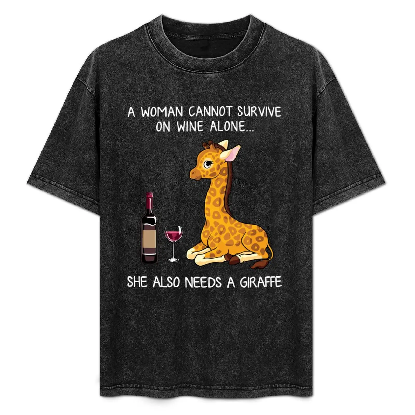 

Funny Giraffe and wine T-Shirt Basic Short Sleeve T-Shirt for Men