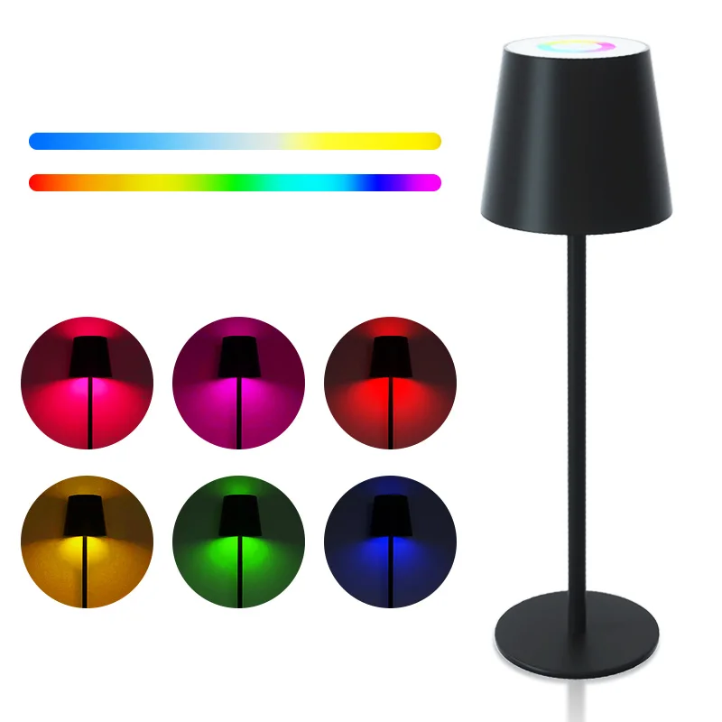 

RGB Table Lamp with USB Type-C Charging Port RGB Adjustable Desk Lamp Rechargeable Cordless LED Night Light For Bedroom Outdoors