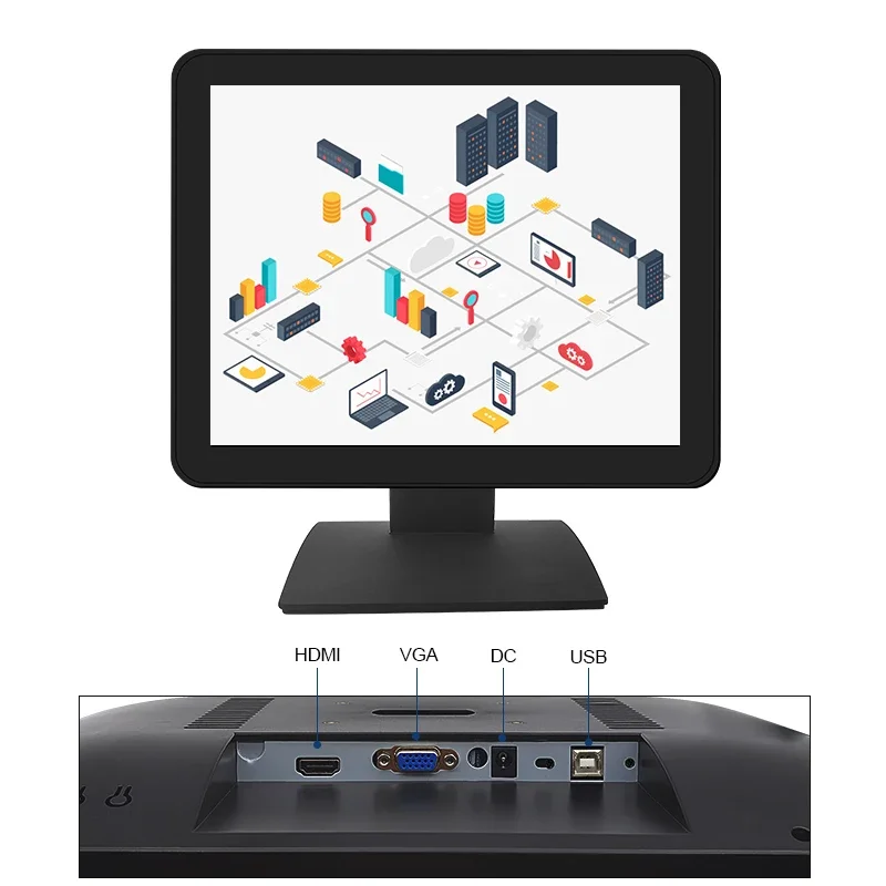 IP65 industrial display 17 inch 1280*1024 VGA/HD-MI cable Plastic Multi Touch Screen/non-touch industrial grade lcd