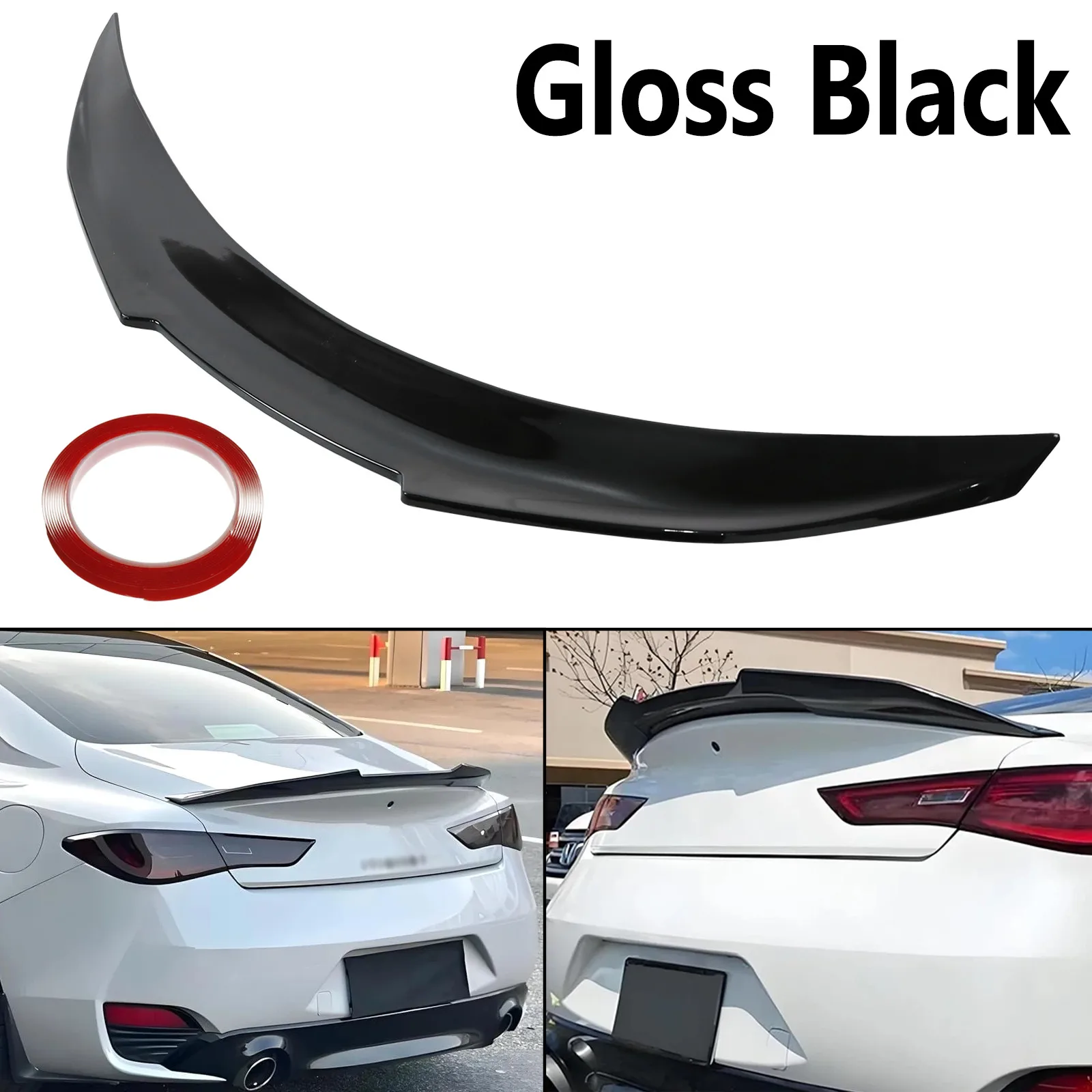 

For 2017 2018-2022 Infiniti Q60 Glossy Black Rear Trunk Spoiler Wing