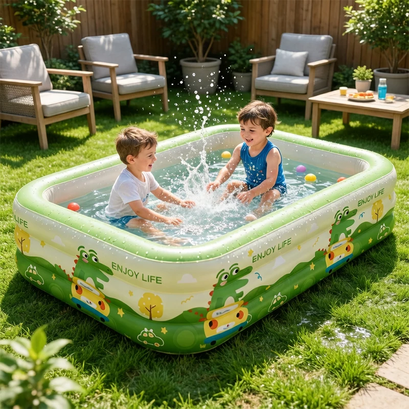 

Надувной семейный бассейн 1.8/2.1/2.6 м с мультяшным дизайном, утолщенными стенками, для игр на открытом воздухе, портативная детская игрушка для сада