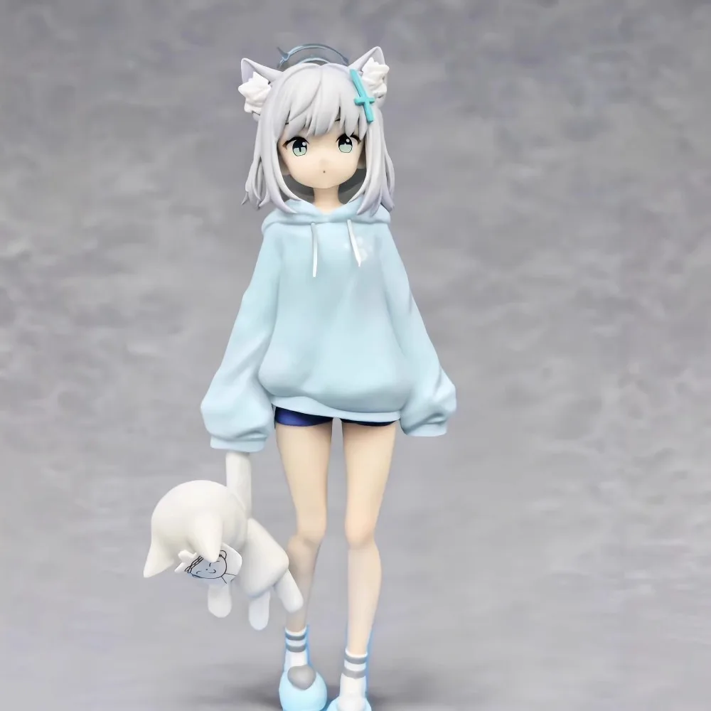 Blue Archive Shiroko Anime Figure Casual Hoodie Girl Game Character PVC Statue Collectible Model Desk Decor Fans Gift Keychain