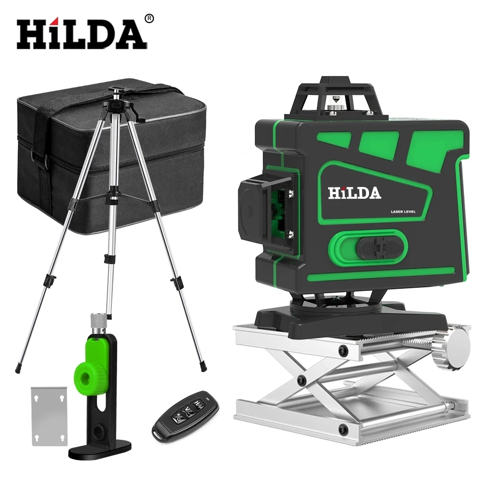 

HILDA Laser Level Self-Leveling 360 Horizontal And Vertical Cross Super Powerful Green Laser Beam Line 3D /4D