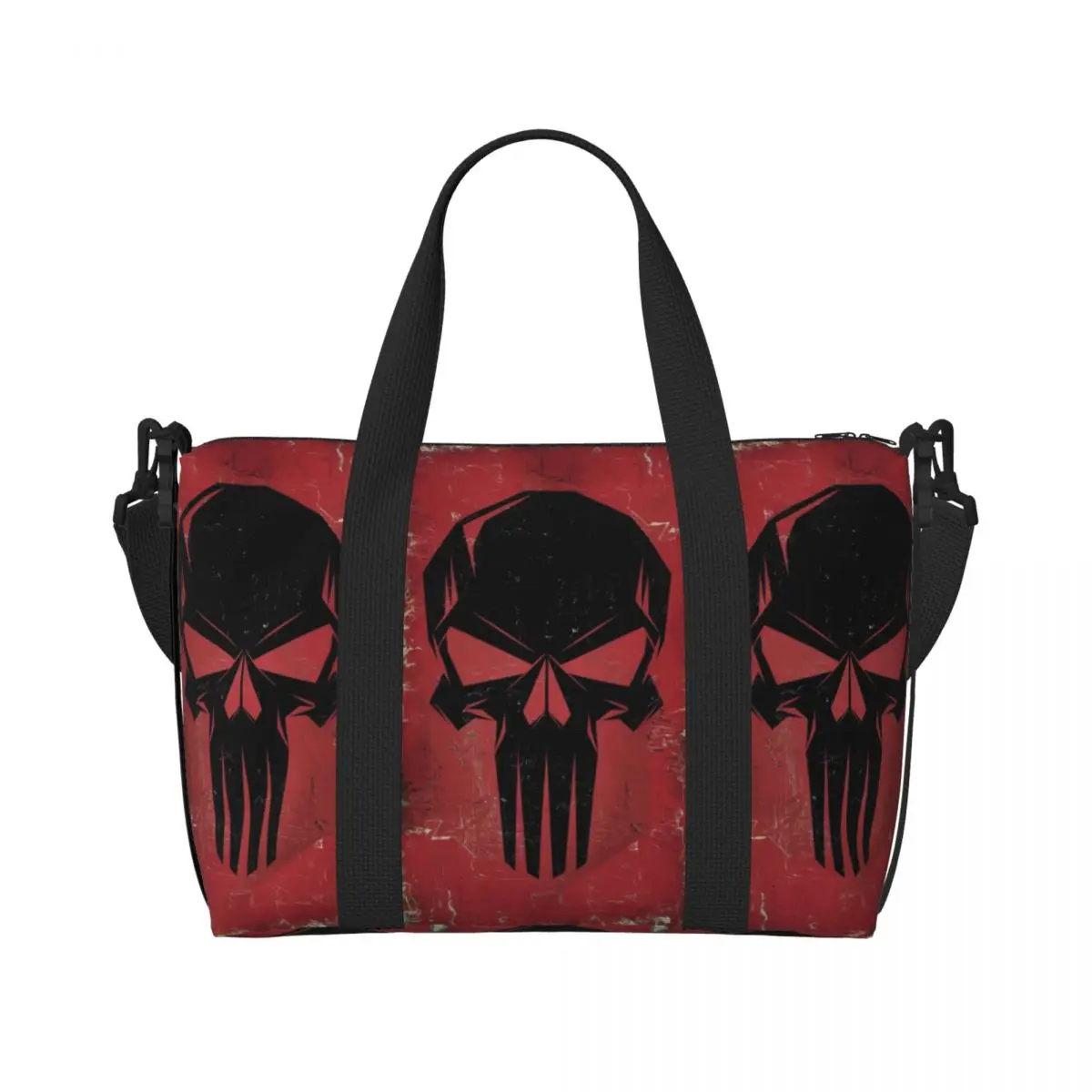 

Custom Punisher Skull Symbol Groceries Tote Shopping Bags Women Big Capacity Trendy Superhero Gym Beach Travel Bags