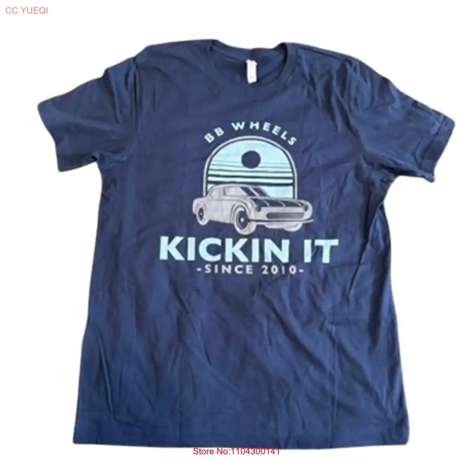 BB Wheels Kickin It Since 2010 T Shirt in Blue Size L vintage Washed Breathable Stylish Comfortable Top For Everyday Wear