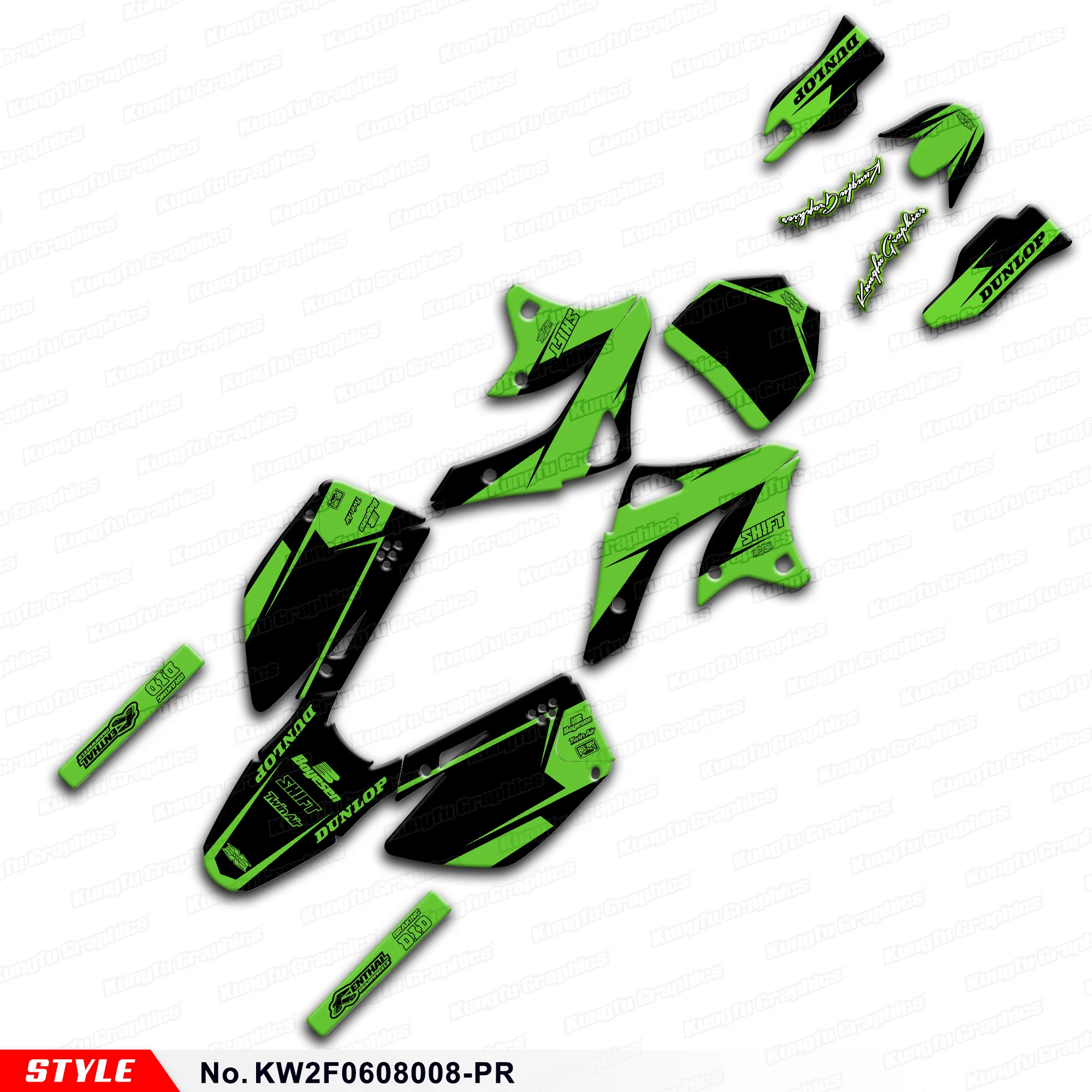 

Motorcycle Decals UV-resistant Vinyl for Kawasaki KX250F 2006 2007 2008, KW2F0608008-PR