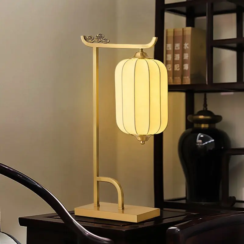 

New Chinese all-copper floor lamp, living room sofa side atmosphere light luxury bedroom vertical table lamp