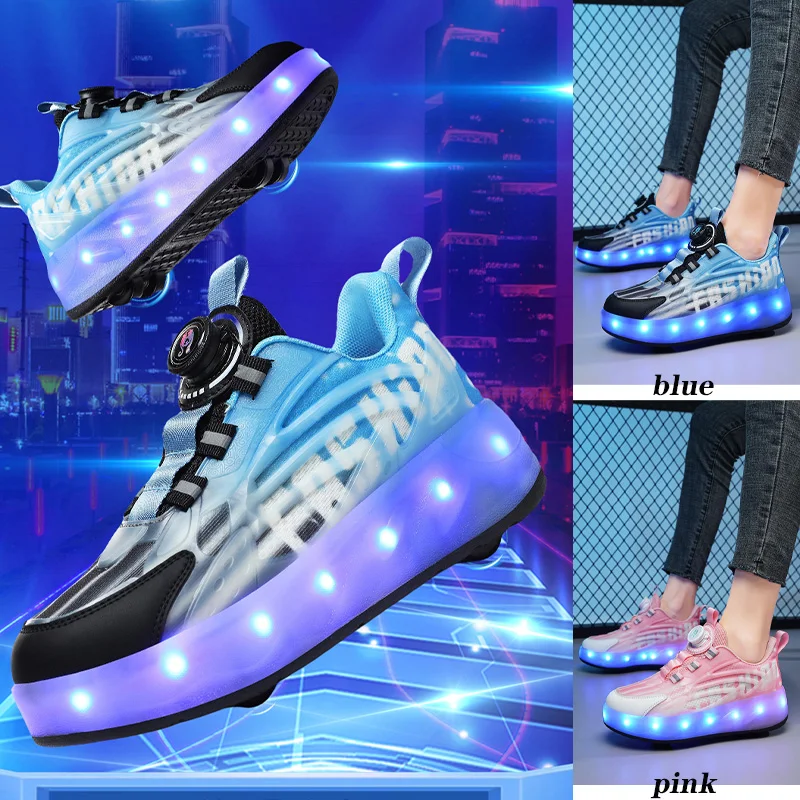 أحذية رياضية للأطفال أحذية تزلج بعجلتين دوارة للأطفال أحذية المشي الوامضة للأولاد والبنات أحذية عجلة السباق