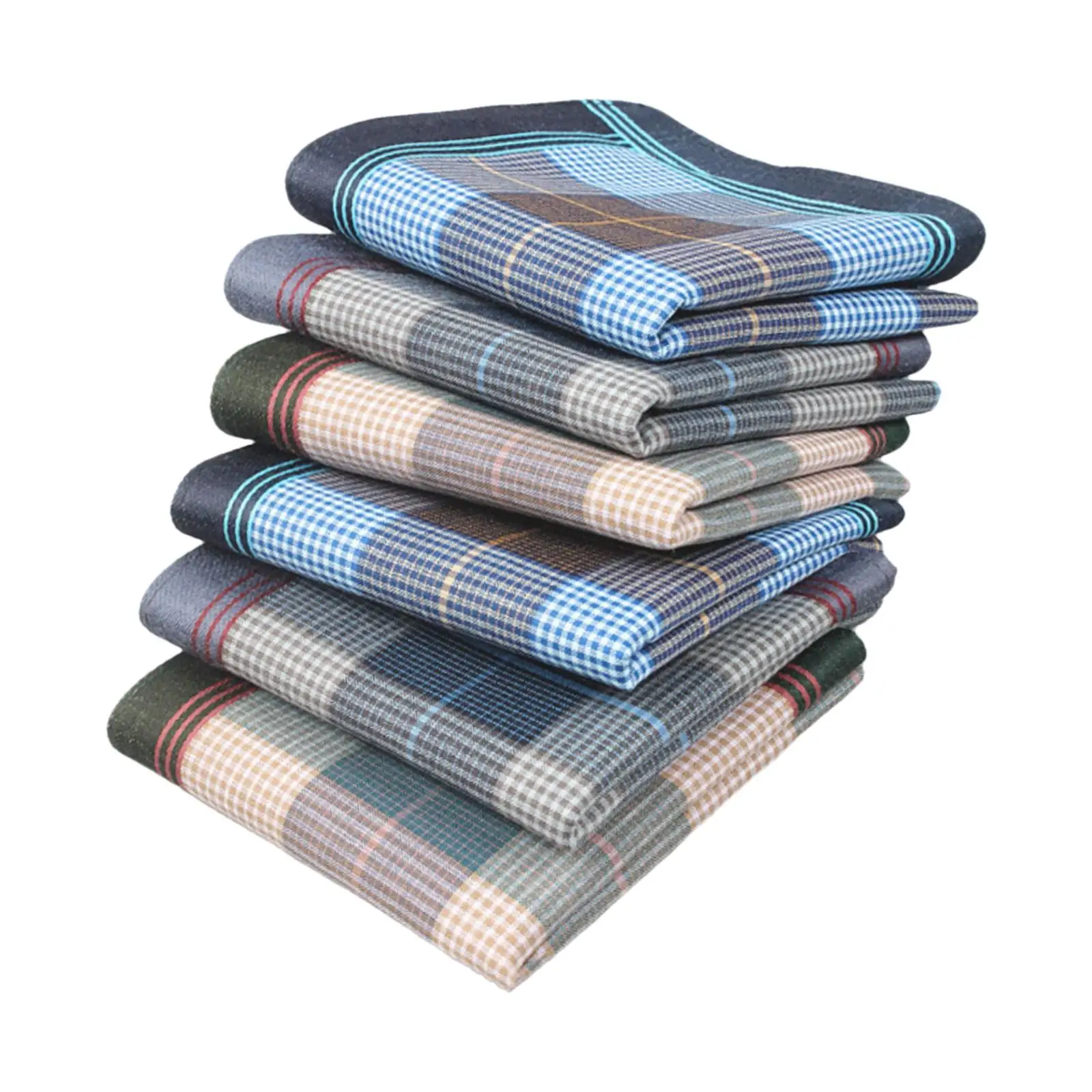 6pcs Gentlemen’s Cotton Plaid Handkerchiefs Large Pocket Square for Suit Wedding Party Gift