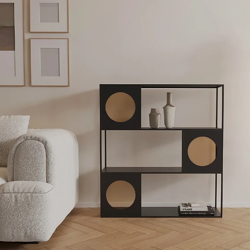 Wrought iron bookshelf living room floor-to-ceiling integrated wall shelf storage display cabinet bookcase multi-layer baffle sm
