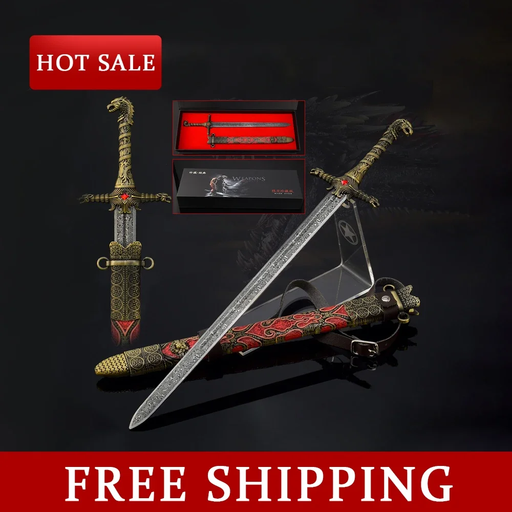 30CM Power Game Oathkeeper Medieval Knight Swords American TV Series Periphery All Metal Weapon  Katana Collectible Ornament Toy