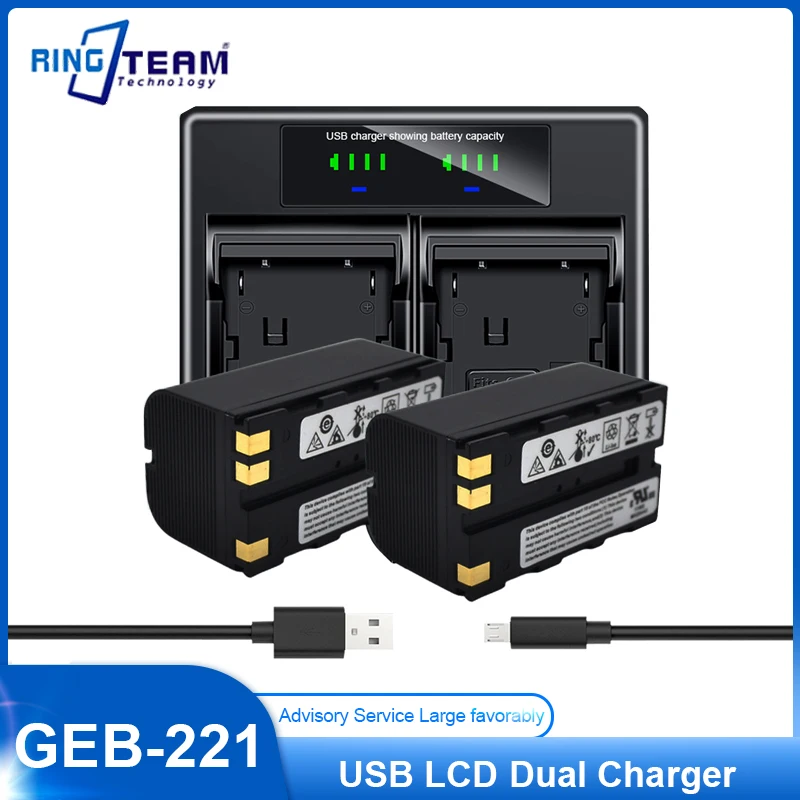 GEB221 GEB-221 Battery Dual Charge USB Fast Charger for Lycra Total Station TPS1200 TS02 TS06 TS09 TYPE-C USB-C