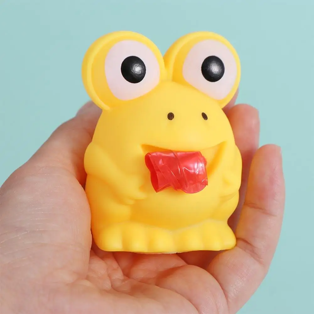 Dinosauro a forma di rana che attacca la lingua Giocattolo da spremere Palla di rimbalzo Lingua di rana animale che si attacca al dinosauro Anti-stress
