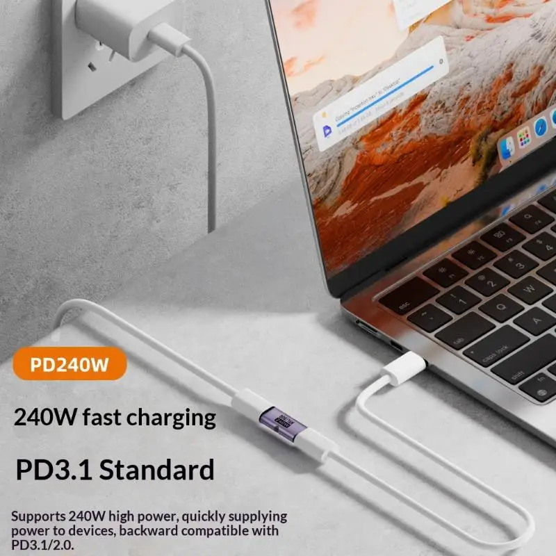 【F】USB 80Gbps USB C Female To Female Adapter Coupler 240W PD Fast Charging 8K 60Hz Type C Extender Converter