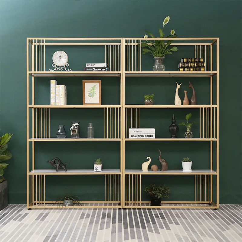 Multi-layer wrought iron shelves, household gold four-layer storage bookshelves, office treasure iron shelves