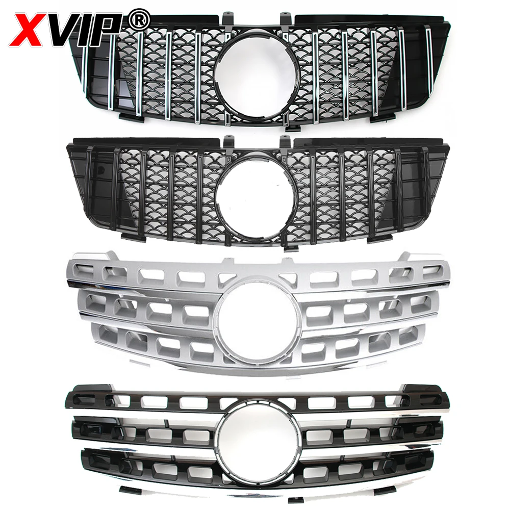 XVIP Black GTR Style Front Racing Grille For Mercedes Benz ML W164 05-08 ML320 ML350 ML500 Chrome Diamonds Style Bumper Grilles