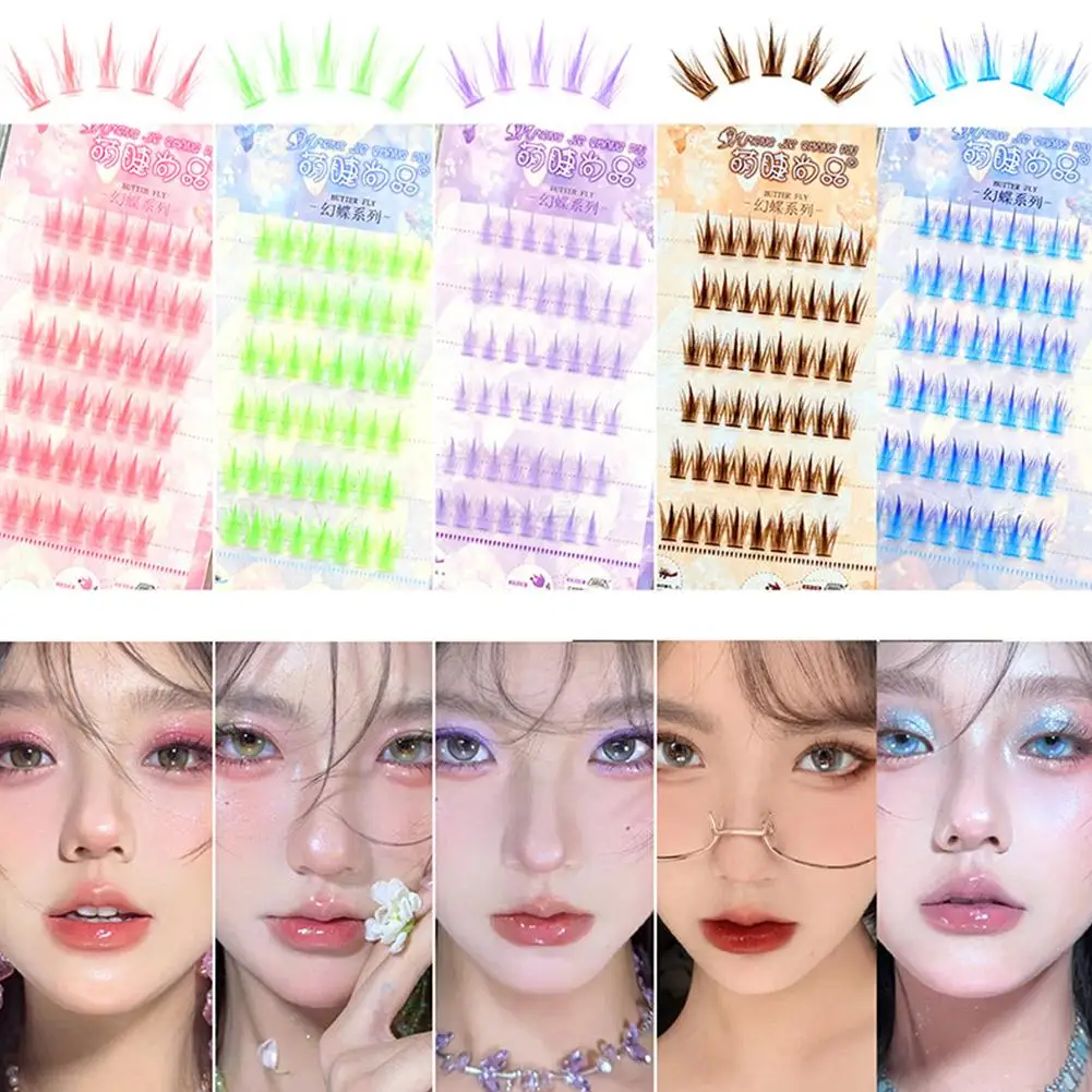 

Colored False Eyelashes Cosplay Manga Lashes Natural Look Individual Cluster Thickening Fluffy DIY Fake Eyelashes For Party Q4R3