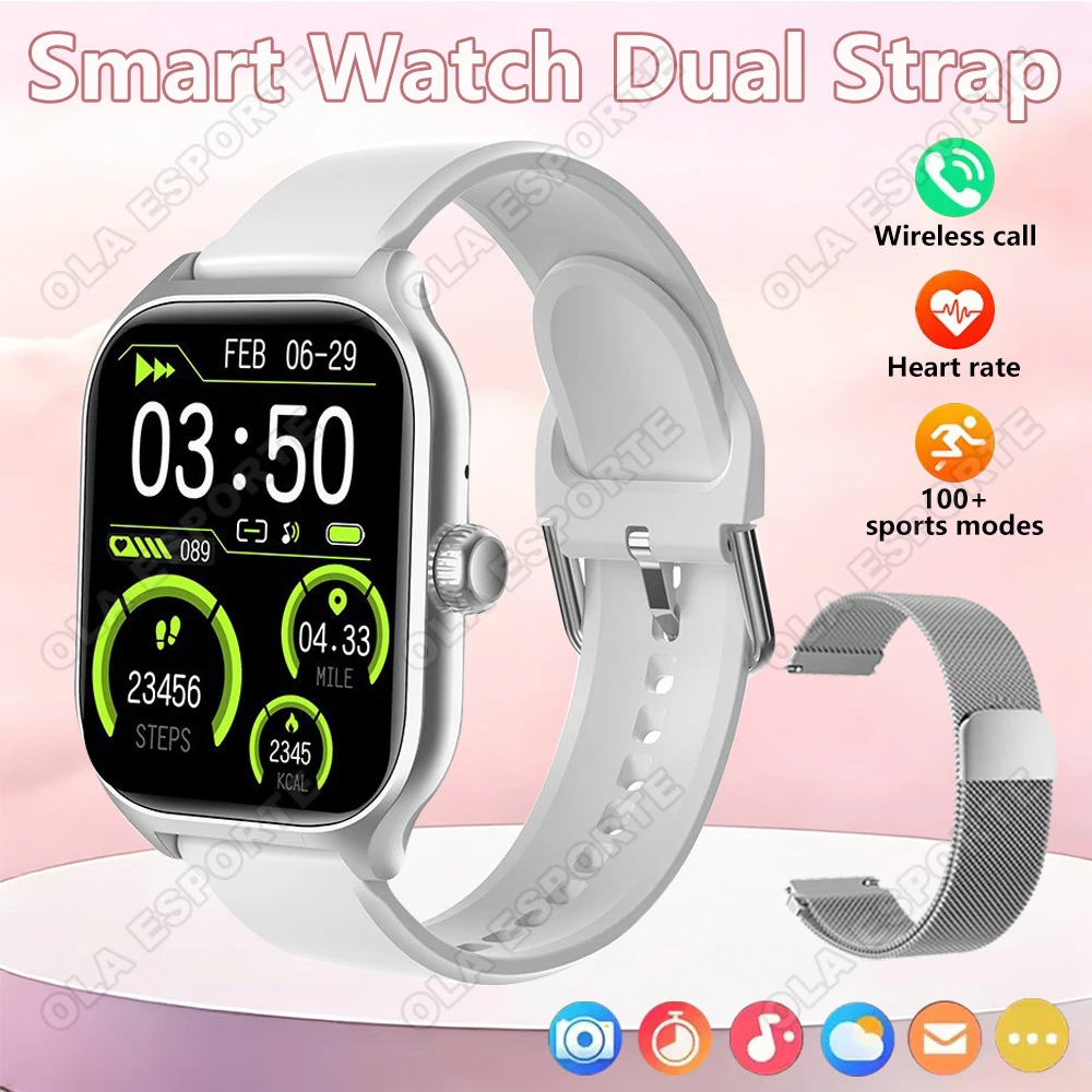 

Новые умные часы 2026 года с двумя ремешками, HD-экраном, водонепроницаемостью, функцией звонков по Bluetooth, мониторингом сердечного ритма и сна, для активного отдыха и отслеживания спортивных показателей