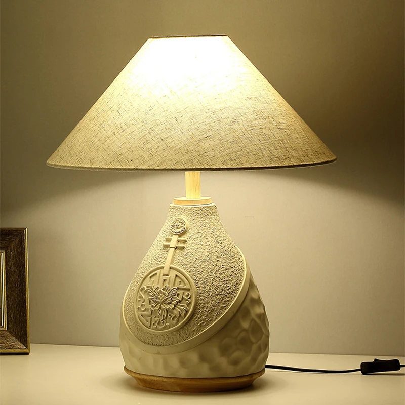 Colth Lampshade Ceramic Bottle Base Tabla Light E27 Bulb EU AU US Plug Art Deco New Style Desk Lamp