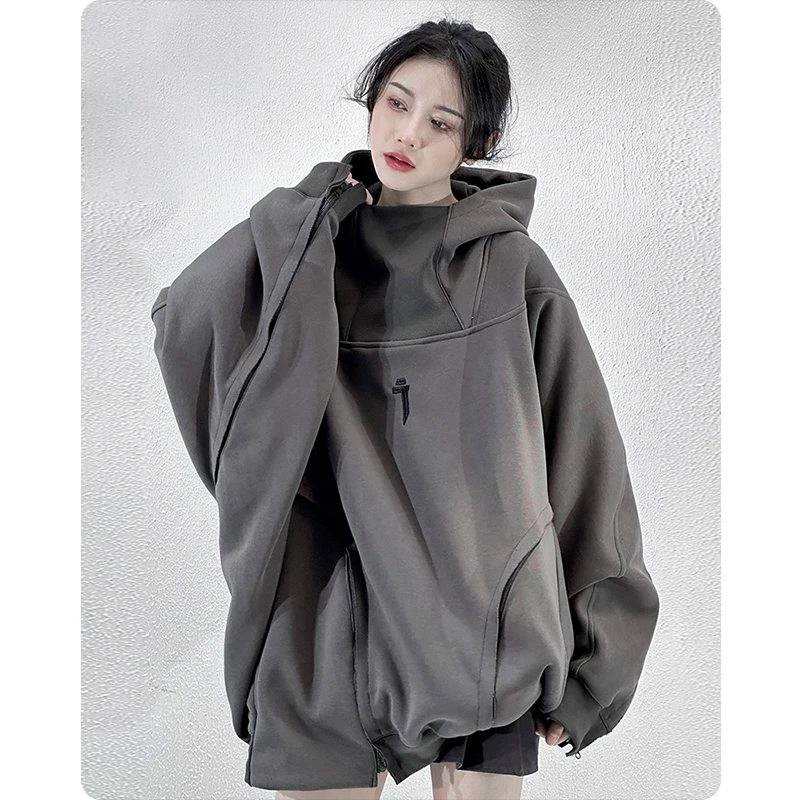 Unisex Techwear Bat Sleeve Hoodies Spring Patchwork Hooded Wizard Sweatshirt Pullover HipHop Streetwear Men's clothing Harajuku