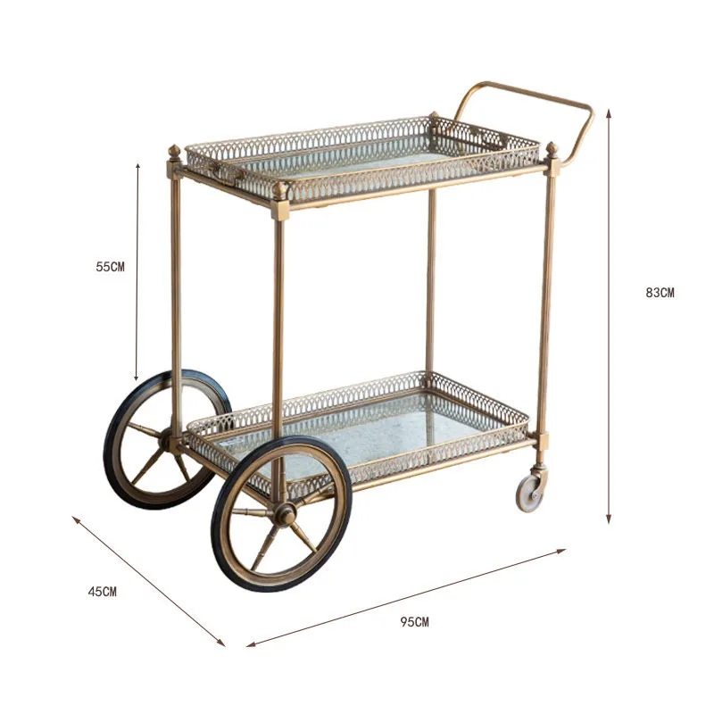 Home retro dining car, home living room snacks mobile cart commercial wine trolley remolque rueda carretilla четыре колесика