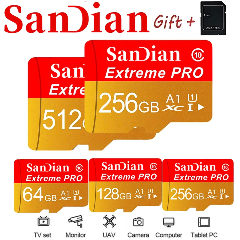 Micro TF SD Card SD Cards TF Cards 256GB 512GB 64GB 32GB Memory Card A2 Magnet Proof 4K Temperature Proof for PC Laptop