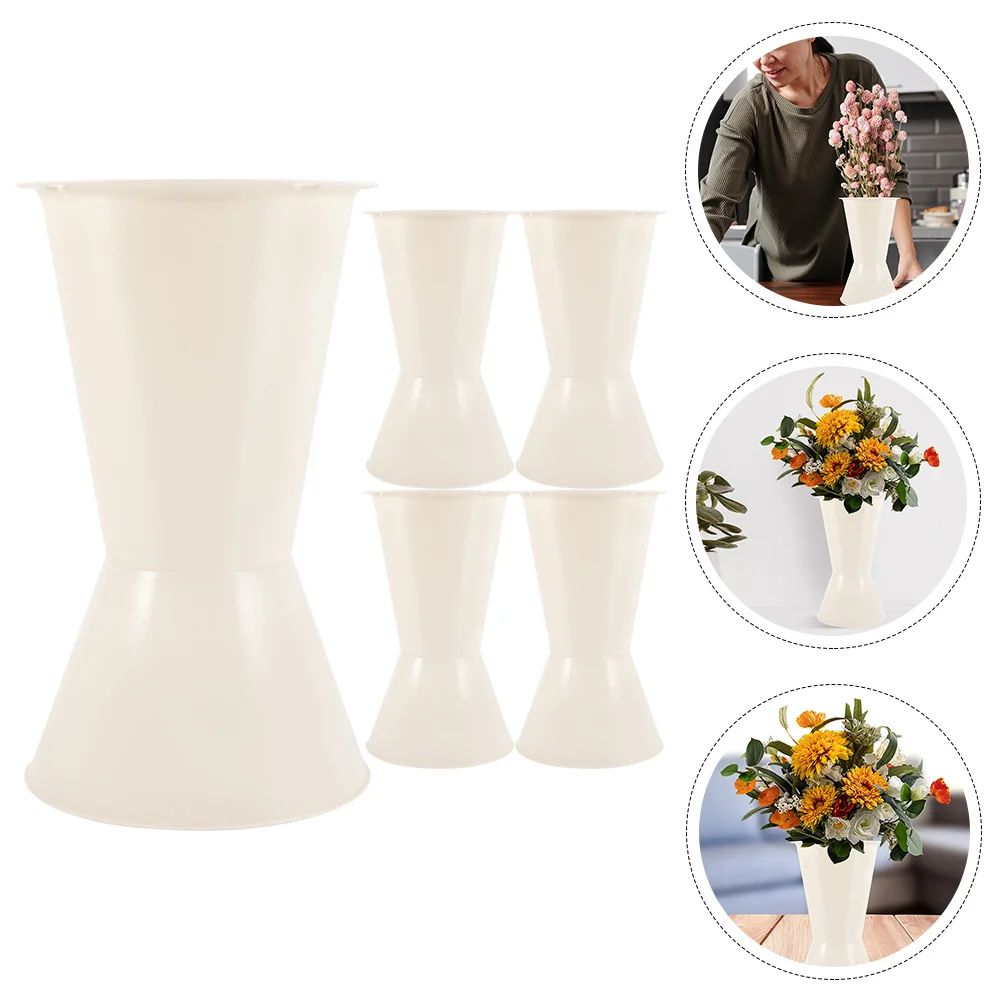 5 Pcs Sword Bucket Bouquet Bottom Holder Base Vases Spiral Wedding Floral Plastic Fixed Bride Decor