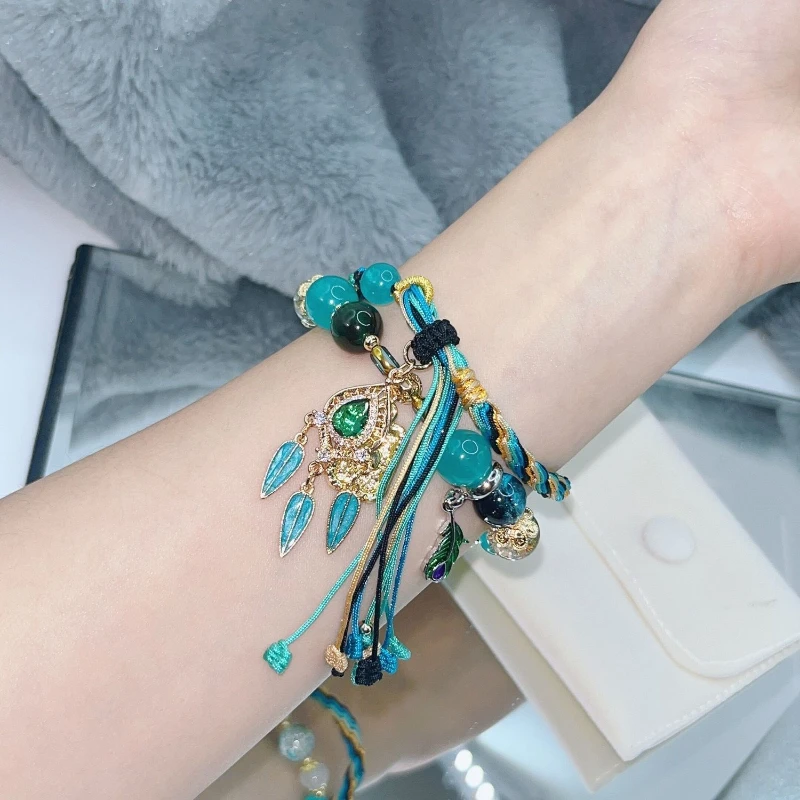 Honkai:Star Rail Aventurine Hand-woven Rope Crystal Beads Two Strings of Bracelets Handmade Elastic Rope Women Birthday Jewelry