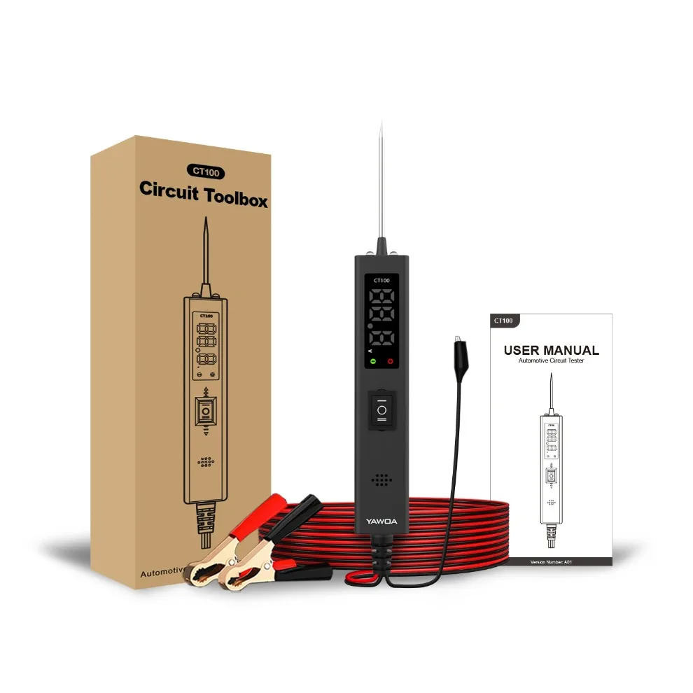 جهاز اختبار الدائرة الكهربائية للسيارات CT100 لجميع الأنظمة الكهربائية للمركبات 0-80 فولت