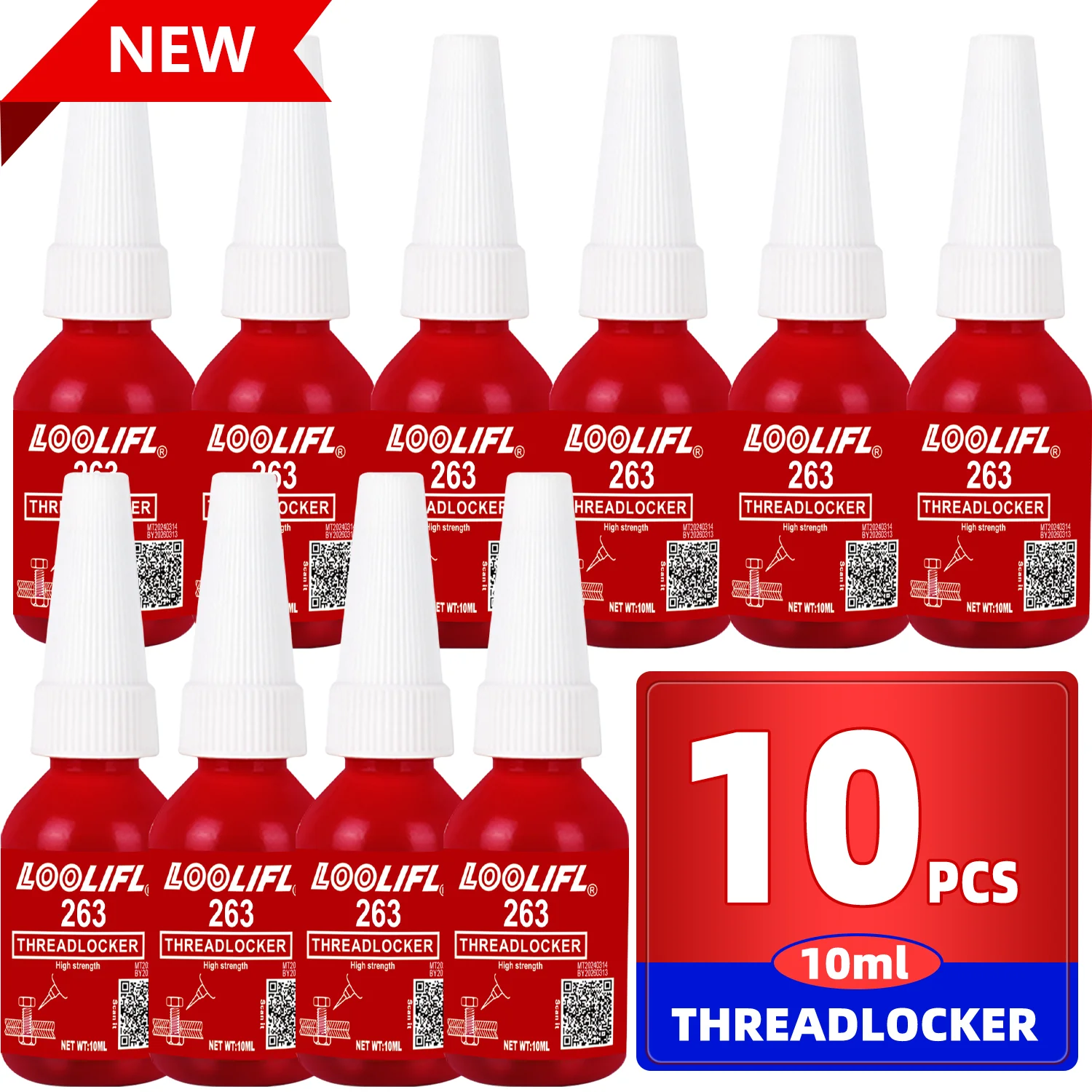 10PCS 263red Threadlocker Anaerobic Glues Anti Loose Screw Glues Fastening Quickly Cured Thread Locking Agent Sealant for Screws