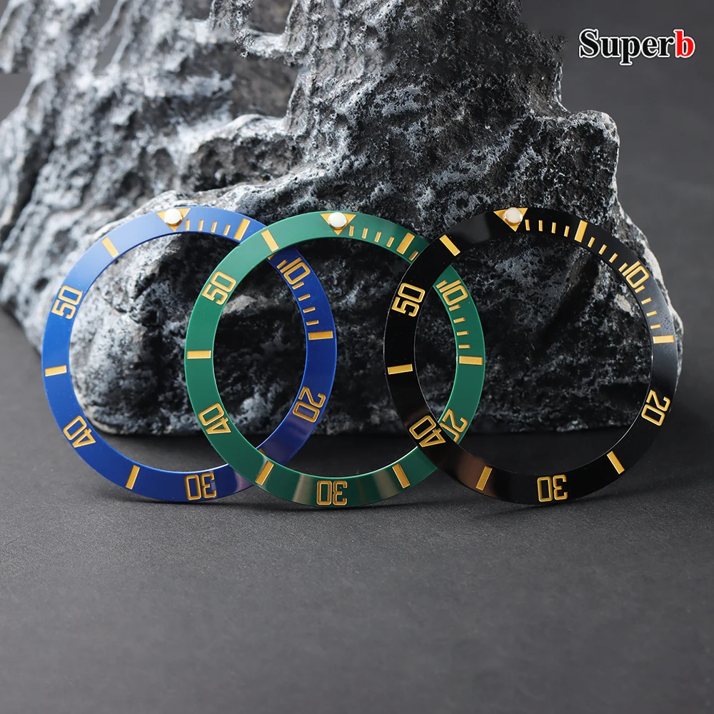 

38mm for Rolex Water Ghost GMT Diving Watch Bezel Ceramic Alloy Insert Ring Slope Fit 40mm Watch Case Men Watch Part Accessories