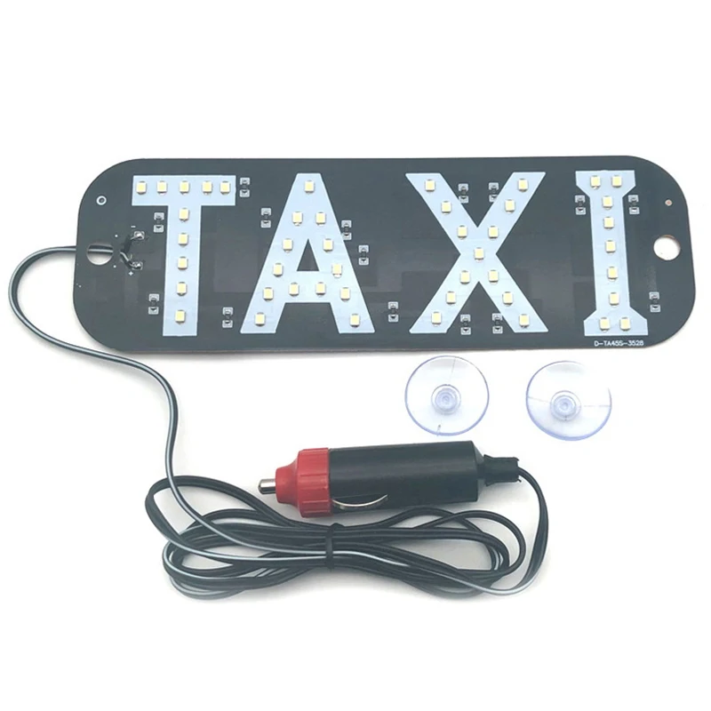 Taxi Sign LED Indicator Light Panel Sign Warning Light Cigarette Lighter With Suction Beacon Signal Light Taxi Light DC12V