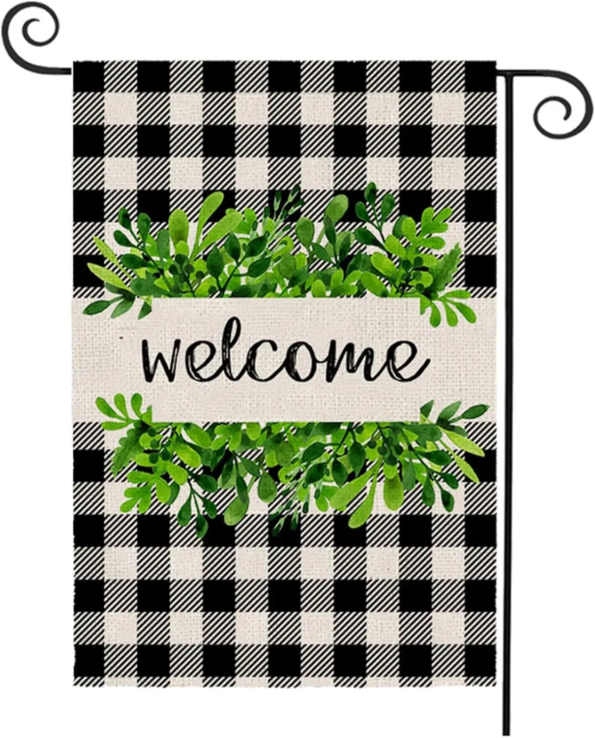 OuMuaMua Garden Flag for Outside Buffalo Plaid Check Welcome Flags Small 12x18 Inch Double Sided Yard Flag for Spring Winter Hom