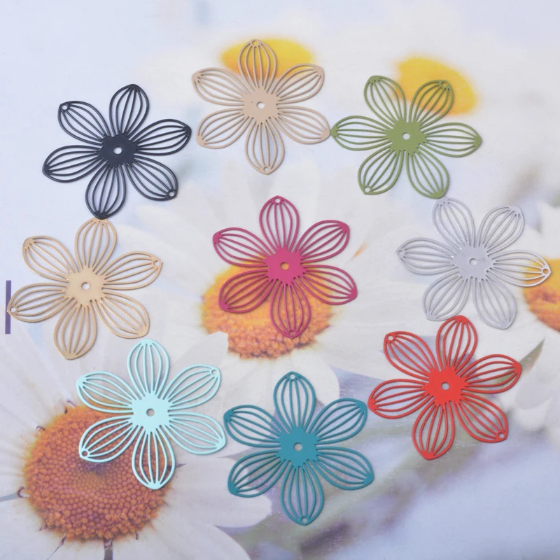 Bijoux en laiton AB9270, breloques en forme de fleur dorée claire, connecteur peint, pendentif, accessoires de boucles d'oreilles pour femmes, DIY, 20 pièces