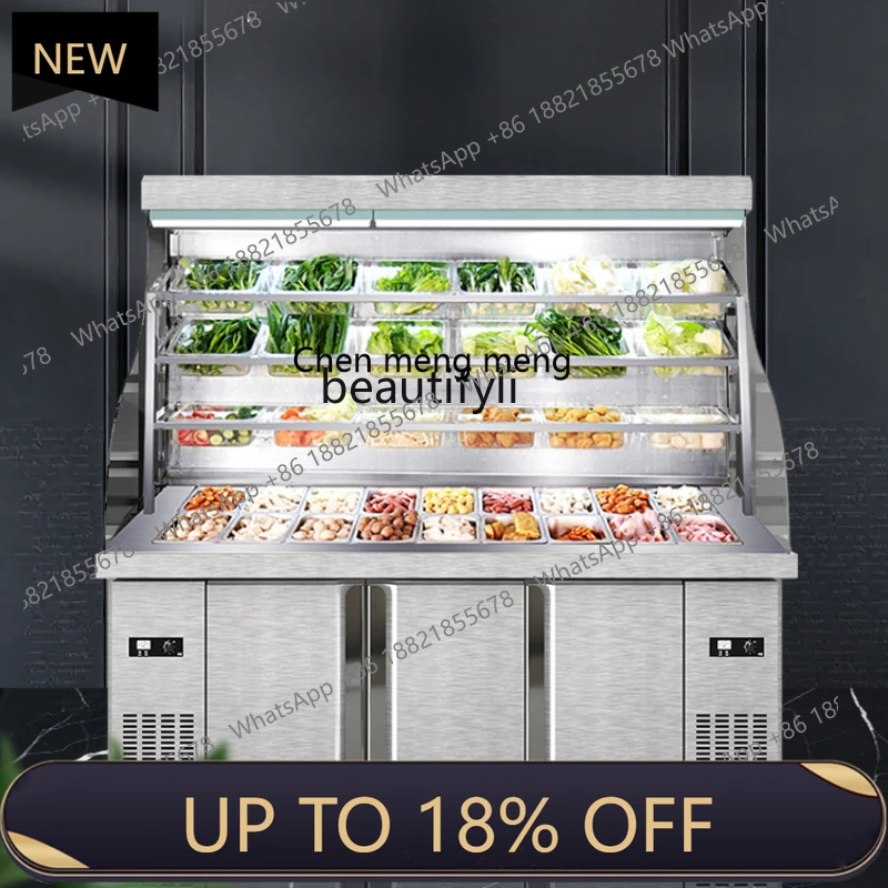 

New arrive ESpicy Skewers Restaurant Fried Skewers Display Refrigerated Three Temperature Food Displaying Refrigerator
