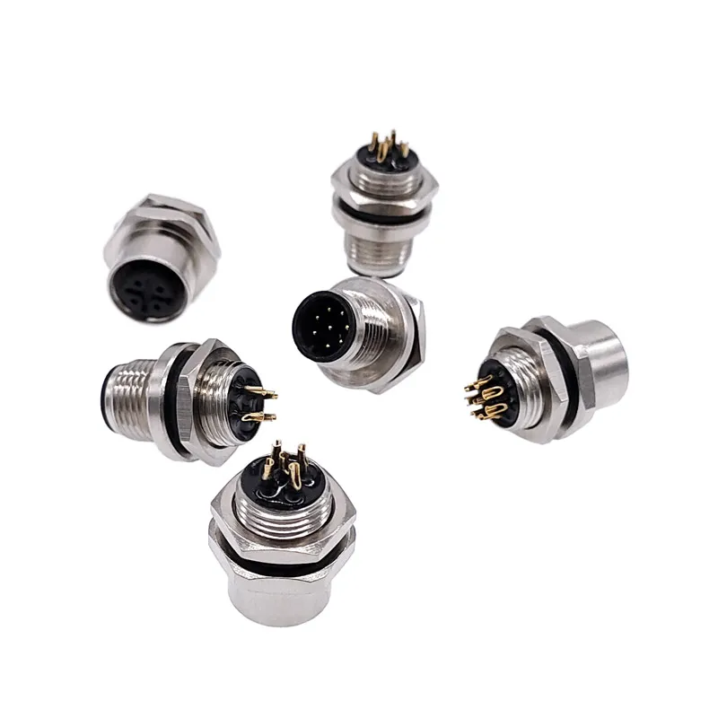 M12, 4pin 5pin 8pin locking Connectors Aviation Plug Socket Male & female  Wire Panel Connector Adapters Adaptor