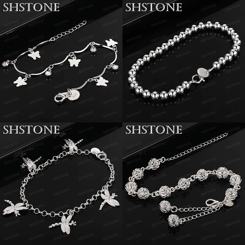 

Classic 925 Sterling Silver Bead Chain Dragonfly Butterfly Hollow Ball Bracelets Wedding Party Fine Pretty Jewelry Accessories