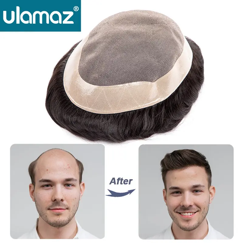 

Fine Mono Men's Capillary Prosthesis Double Knot Durable Man Wig Human Hair Toupee Men Wig Mono Hair System Natural Wigs For Men