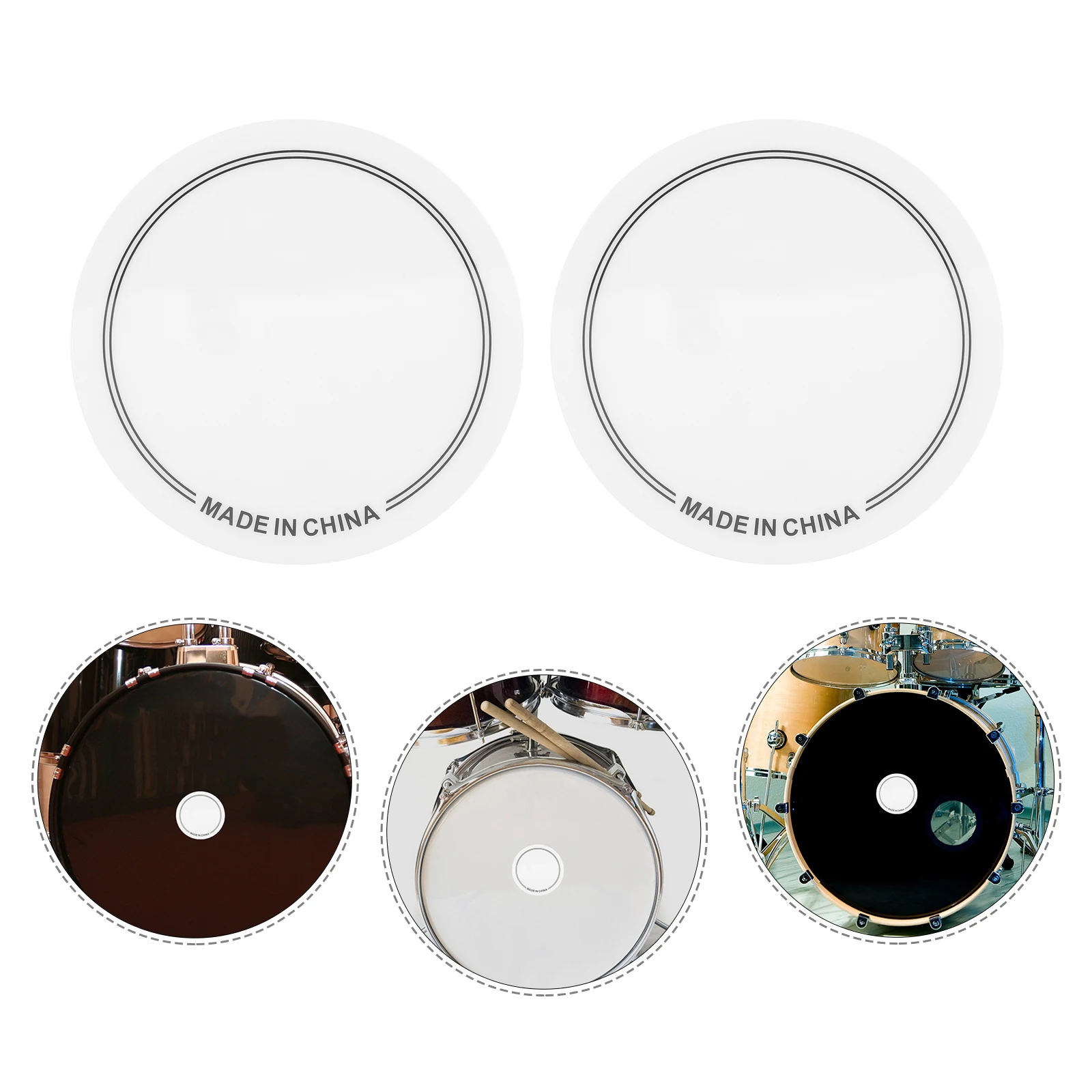 

2pcs Protection Pad for Drum Sets Reinforced Adhesive Backing Wear Resistant Head Protector Reduces Overtones Single Pedal