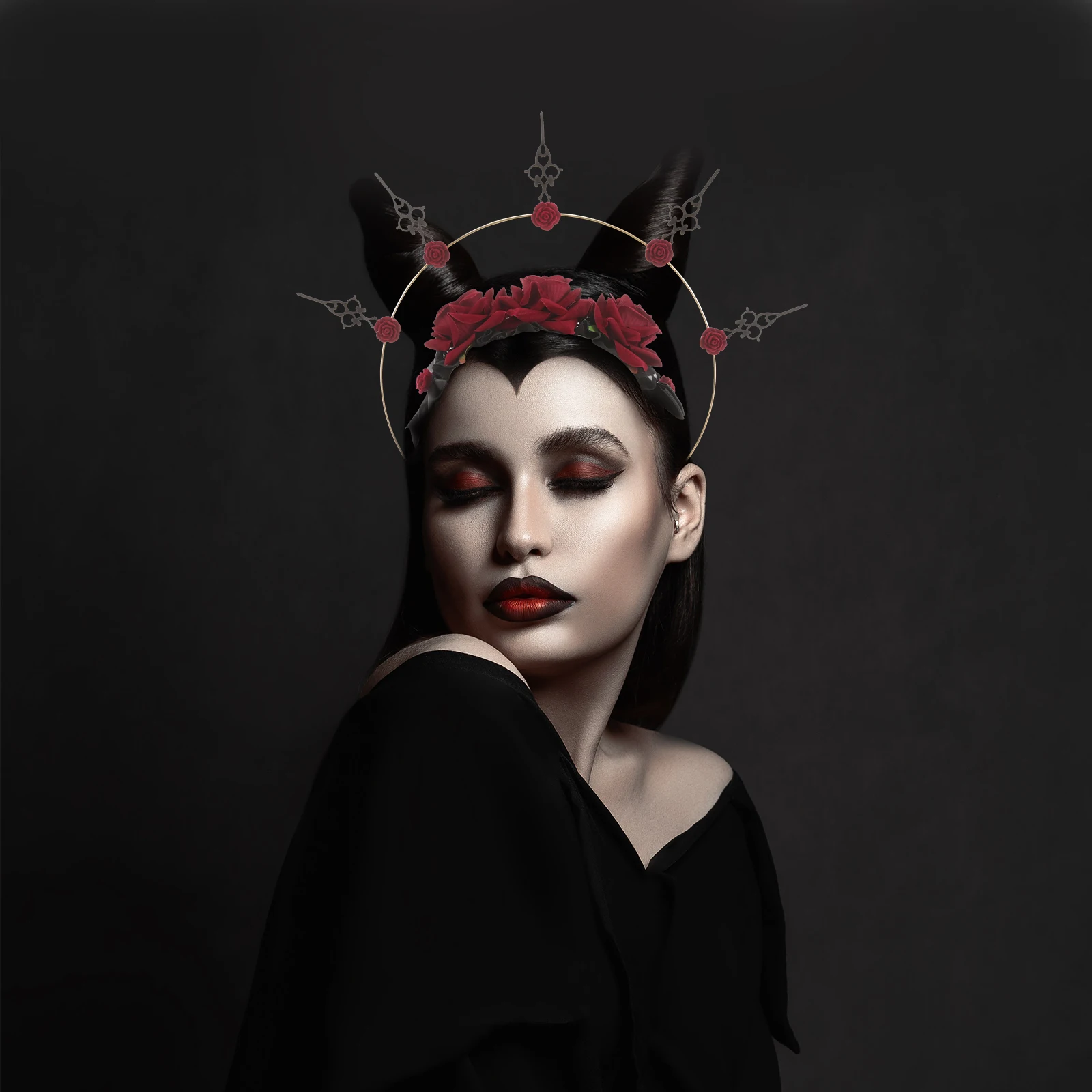 

Gothic Crown Hair Accessories Halloween Party Band Headband Headpiece Headgear Fabric Bands for Women Cosplay
