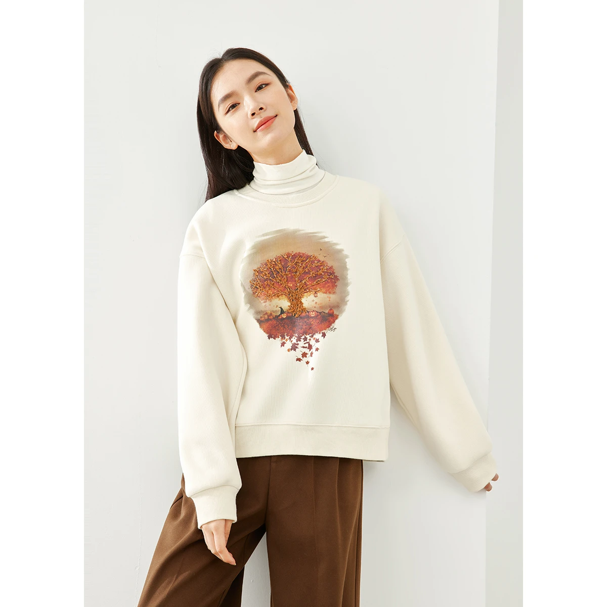 VIMLY 여성용 플리스 스웨트셔츠 겨울 2025 자수 라운드 넥 루즈핏 여성 스웨터 프린트 긴팔 캐주얼 니트 탑 M5630