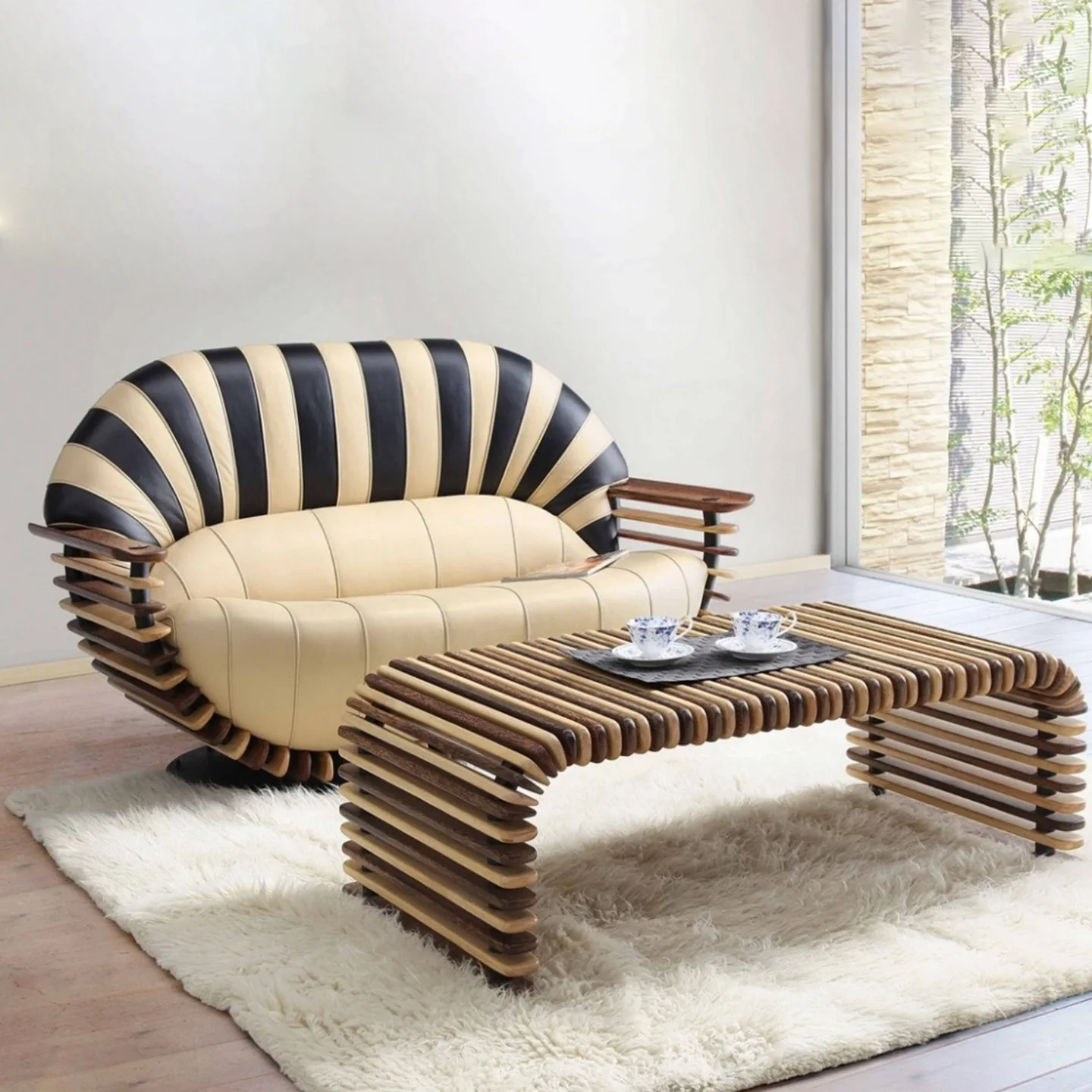 Wabi Sand Wind Medieval Melaleuca Solid Wood Armrest Leisure Chair Villa Hotel Living Room Single Sofa Chair