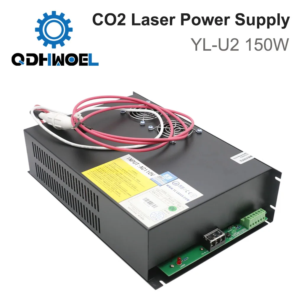 QDHWOEL YL-U2 150W CO2 Laser Power Supply 130W-150W For Yongli A6s A8s R7 R9 H6 CO2 Laser Tube Engraving Cutting Machine