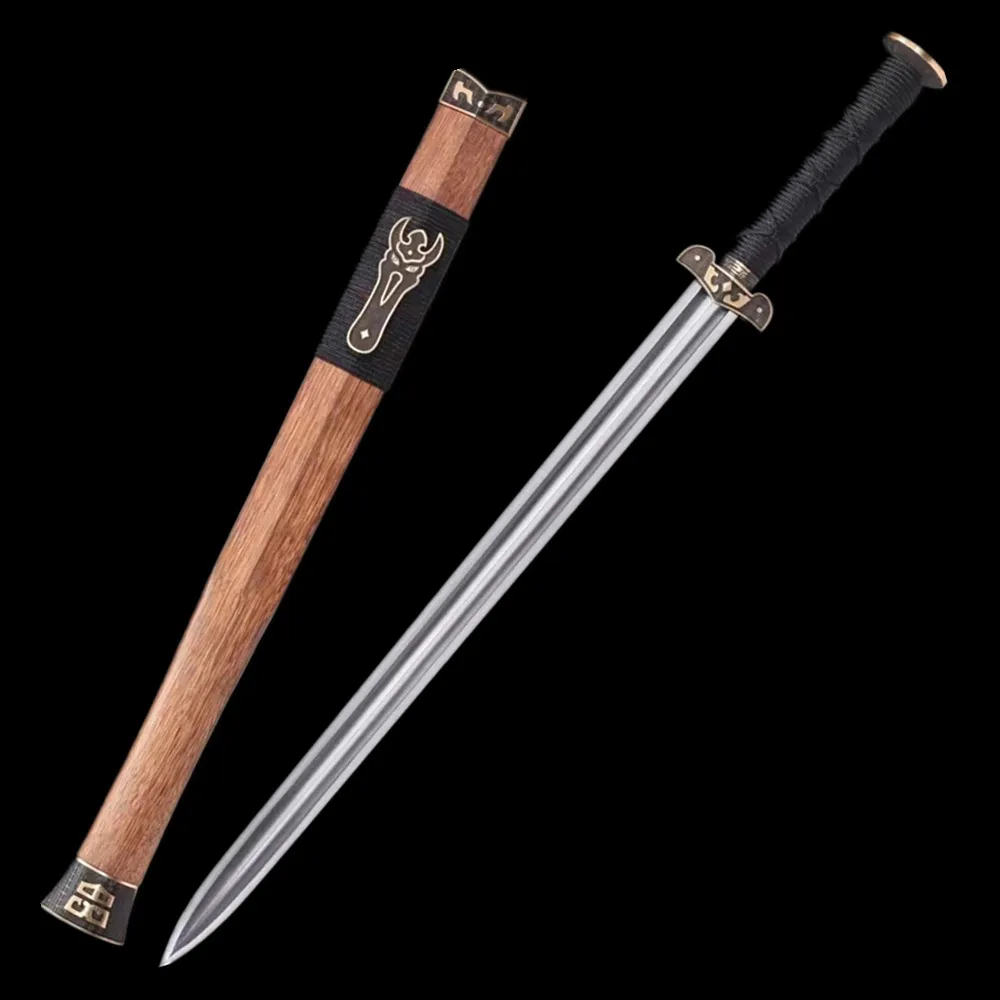 High Quality Chinese Jian WUSHU Han-Jian Sword Damascus Steel Blade Copper Brass Material Fittings Full Tang